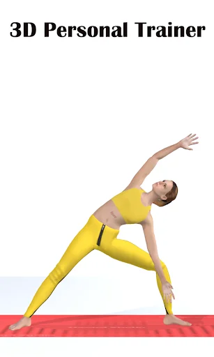 3D personal trainer feature displaying woman performing side plank yoga pose on mat