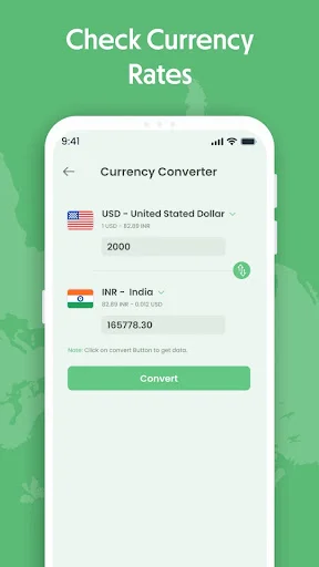 World Clock Widget currency converter tool converting USD to INR with exchange rates and convert button