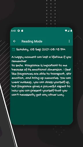 Diary entry in reading mode dated September 5, 2021 showing personal journal content