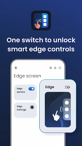 Edge Screen Sidebar Launcher app activation interface with Edge service toggle and smart edge controls settings