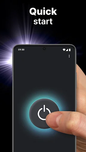 One-touch quick start flashlight activation with glowing power button
