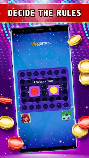 Color selection screen in Four in a Row board game to choose player piece color