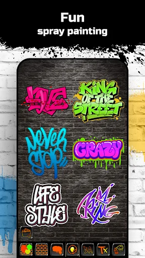 Graffiti text styles gallery displaying spray paint fonts and hip hop typography designs