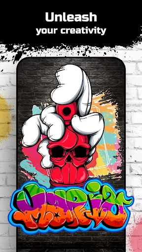 Creative graffiti design with peace sign hand gesture and colorful street art text effects