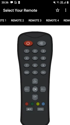 GTPL Remote Control app Remote 3 option featuring curved ergonomic design with basic navigation controls