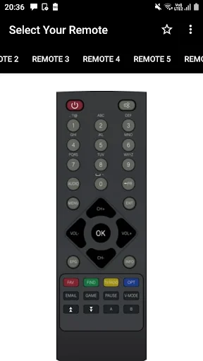 GTPL Remote Control app Remote 4 with diamond navigation pad and colored quick-access buttons