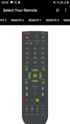 GTPL Remote Control app Remote 7 featuring green navigation ring and advanced control buttons