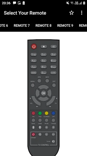 GTPL Remote Control app Remote 8 labeled TV Control with circular navigation and function keys