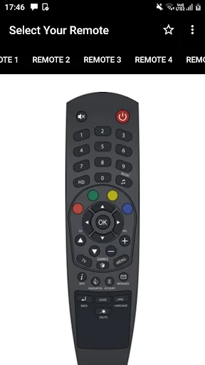 Hathway Remote Control app Remote 3 interface featuring power button, navigation controls, and numeric keypad