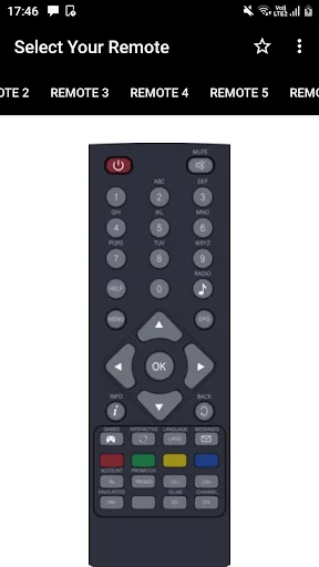 Hathway Remote Control app Remote 4 design with compact layout, directional pad, and channel control buttons