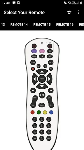 Hathway Remote Control app Remote 15 white interface with numeric keypad, colored buttons, and navigation controls