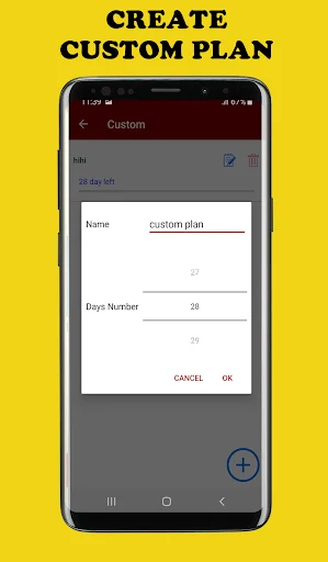Hip Hop Workout custom plan creation screen with name and days input fields to personalize your fitness routine