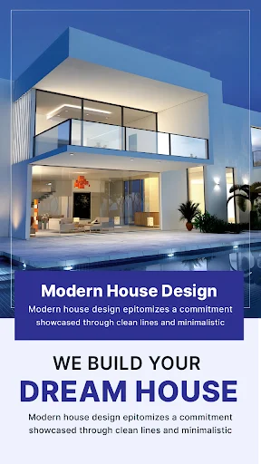 Modern house design with blue contemporary architecture showcasing dream home building visualization in House Design 3D app