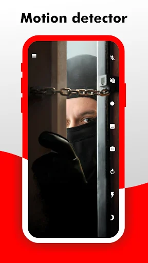 Motion detector displays motion sensing visualization detecting movement at door entry point in home security monitoring