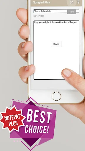 Class Schedule note editor in Notepad Plus app with title field and text input area on mobile device