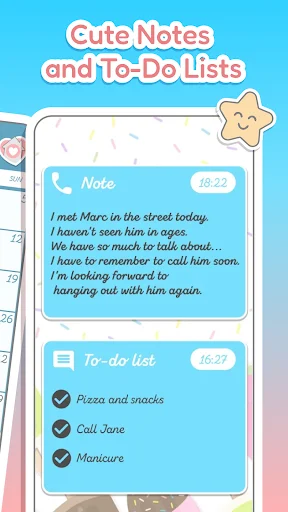 Notes and checklist features with cute aesthetic design for organizing tasks and reminders
