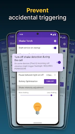 Prevent accidental flashlight triggering settings with Battery Optimisation and call detection options