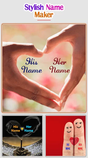 Romantic hand-heart photo with 'His Name' and 'Her Name' text overlay template for couples