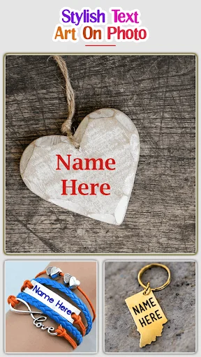 Heart ornament name art template with 'Name Here' text placeholder on rustic wooden background