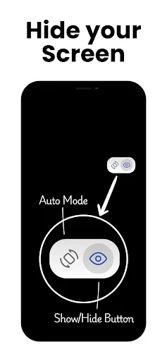 Tilt Guard Auto Mode interface with motion sensor and hide button controls for automatic screen privacy protection