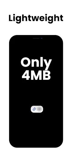 Lightweight Tilt Guard app highlighting only 4MB file size for auto-hide privacy tool