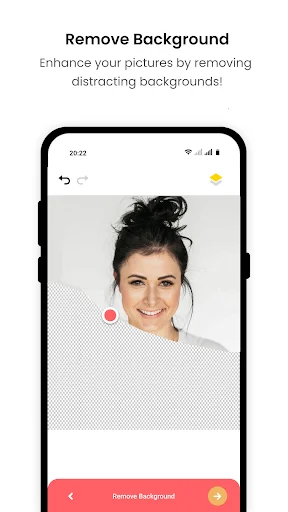 Background removal tool in wedding photo editor app showing portrait editing on mobile phone
