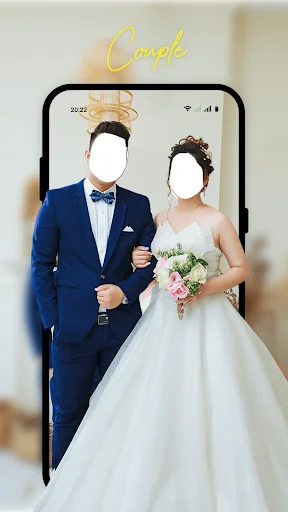 Couple photo suit template featuring bride and groom in Western wedding attire